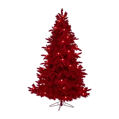 Nearly Natural Flocked Faux 7 Foot Pre-Lit Fir Christmas Tree