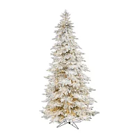 Nearly Natural Flocked Faux 9 Foot Pre-Lit Fir Christmas Tree