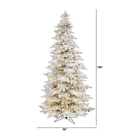 Nearly Natural Flocked Faux 9 Foot Pre-Lit Fir Christmas Tree