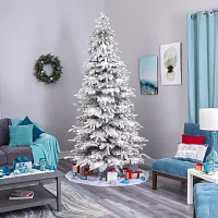 Nearly Natural Flocked Faux 9 Foot Pre-Lit Fir Christmas Tree