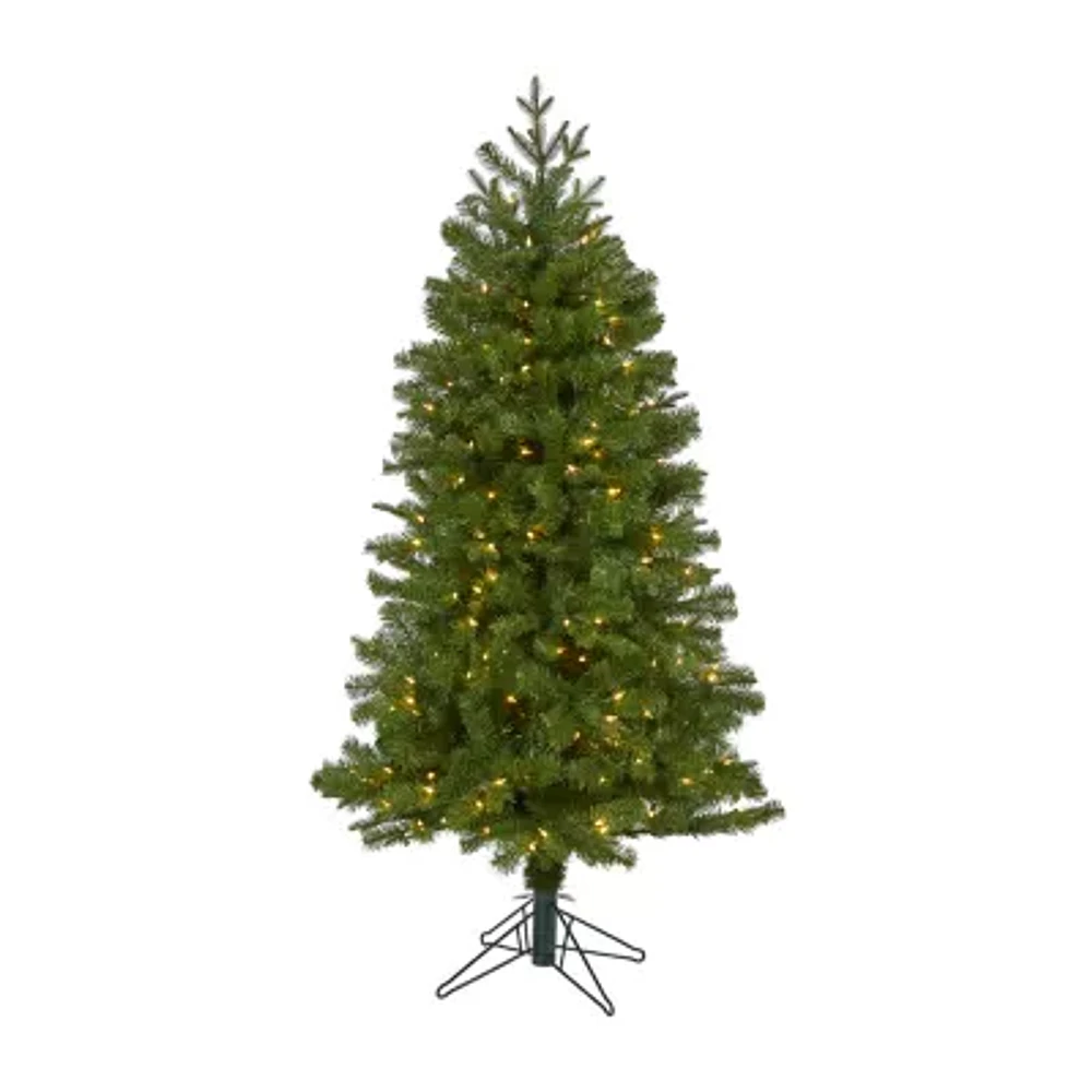 Nearly Natural Faux 5 Foot Pre-Lit Spruce Christmas Tree