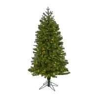 Nearly Natural Faux 5 Foot Pre-Lit Spruce Christmas Tree