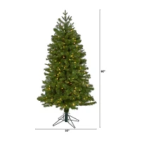 Nearly Natural Faux 5 Foot Pre-Lit Spruce Christmas Tree