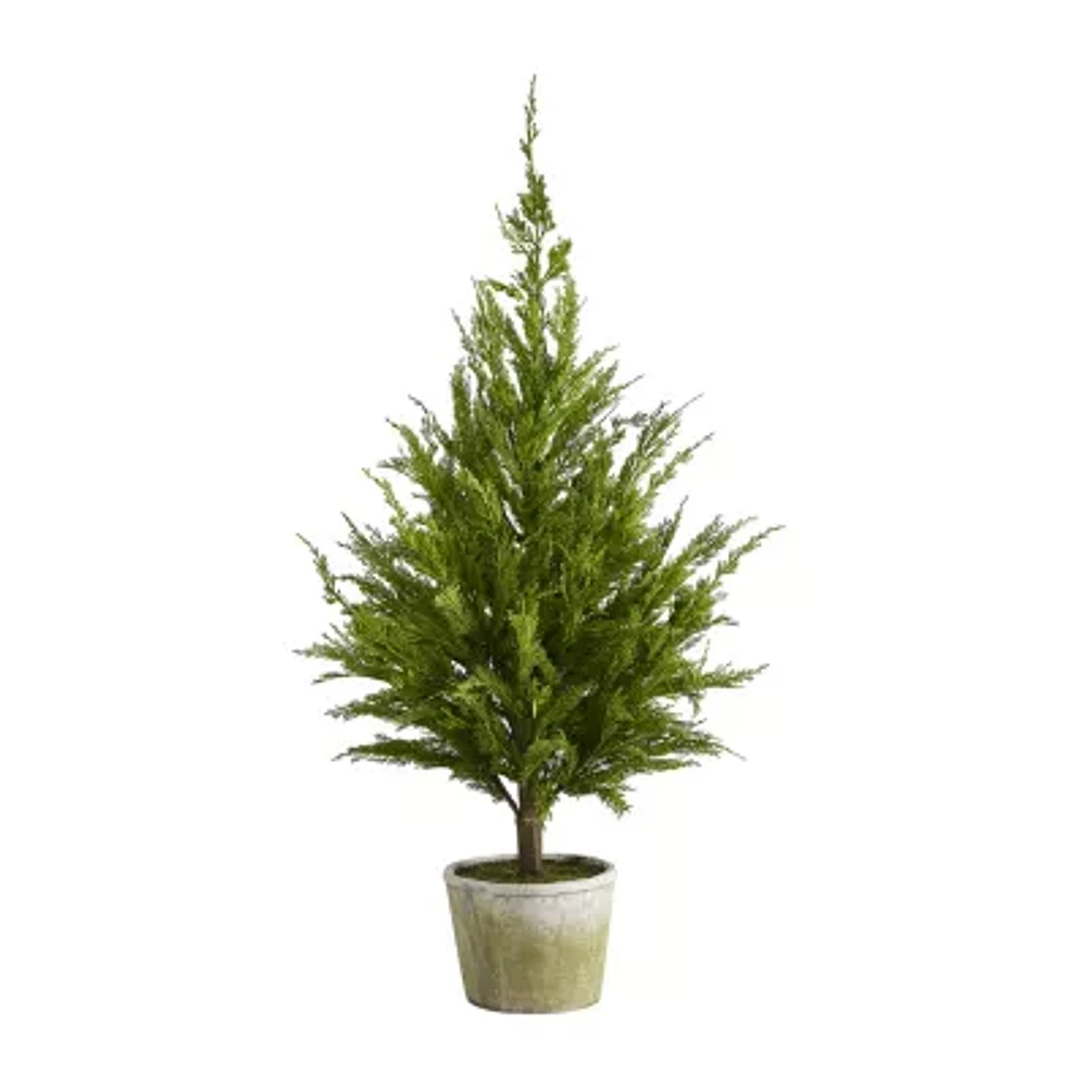 Nearly Natural Faux Planter 3 1/2 Foot Cedar Christmas Tree