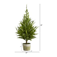 Nearly Natural Faux Planter 3 1/2 Foot Cedar Christmas Tree