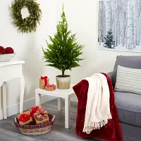 Nearly Natural Faux Planter 3 1/2 Foot Cedar Christmas Tree