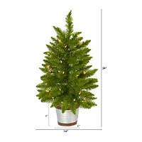 Nearly Natural Faux In Planter 2 Foot Pre-Lit Pine Christmas Tree