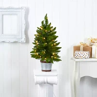 Nearly Natural Faux In Planter 2 Foot Pre-Lit Pine Christmas Tree