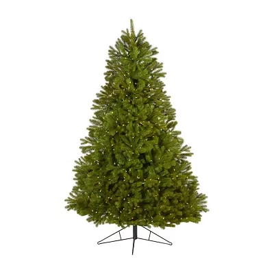 Nearly Natural Flat Back Faux 7 Foot Pre-Lit Spruce Christmas Tree