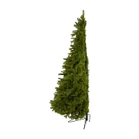 Nearly Natural Flat Back Faux 7 Foot Pre-Lit Spruce Christmas Tree