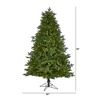 Nearly Natural Real Touch Faux 7 Foot Pre-Lit Fir Christmas Tree