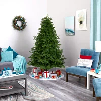 Nearly Natural Real Touch Faux 7 Foot Pre-Lit Fir Christmas Tree