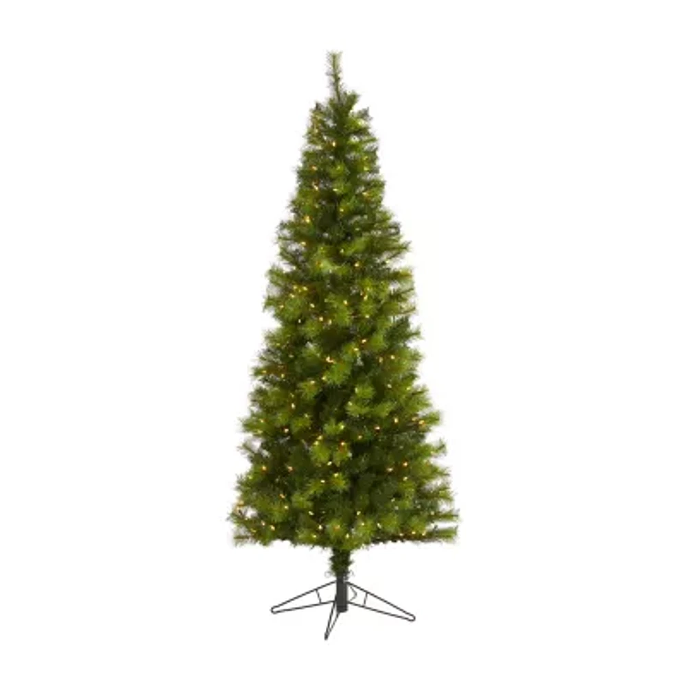 Nearly Natural Valley Faux 6 1/2 Foot Pre-Lit Pine Christmas Tree