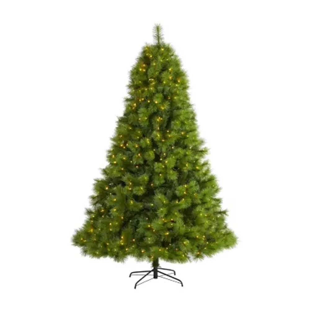 Nearly Natural Scotch Faux 7 1/2 Foot Pre-Lit Pine Christmas Tree