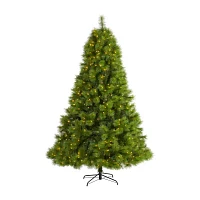 Nearly Natural Scotch Faux 7 1/2 Foot Pre-Lit Pine Christmas Tree