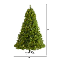 Nearly Natural Scotch Faux 7 1/2 Foot Pre-Lit Pine Christmas Tree