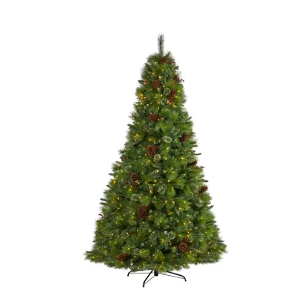 Nearly Natural Montana Mixed Faux 8 Foot Pre-Lit Pine Christmas Tree