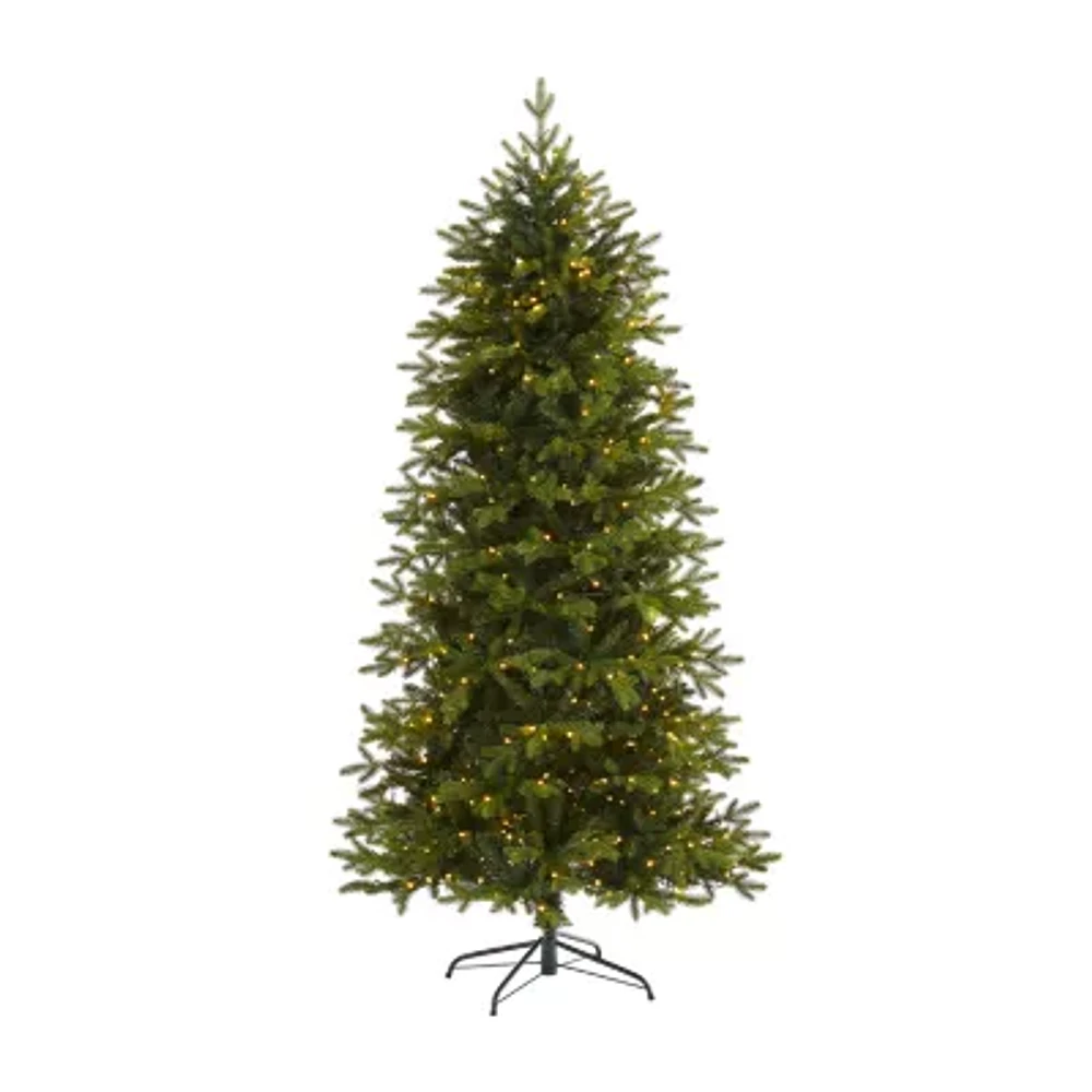 Nearly Natural Belgium Natural Look Faux 7 Foot Pre-Lit Fir Christmas Tree