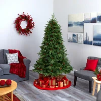 Nearly Natural Look Faux 7 Foot Pre-Lit Spruce Christmas Tree