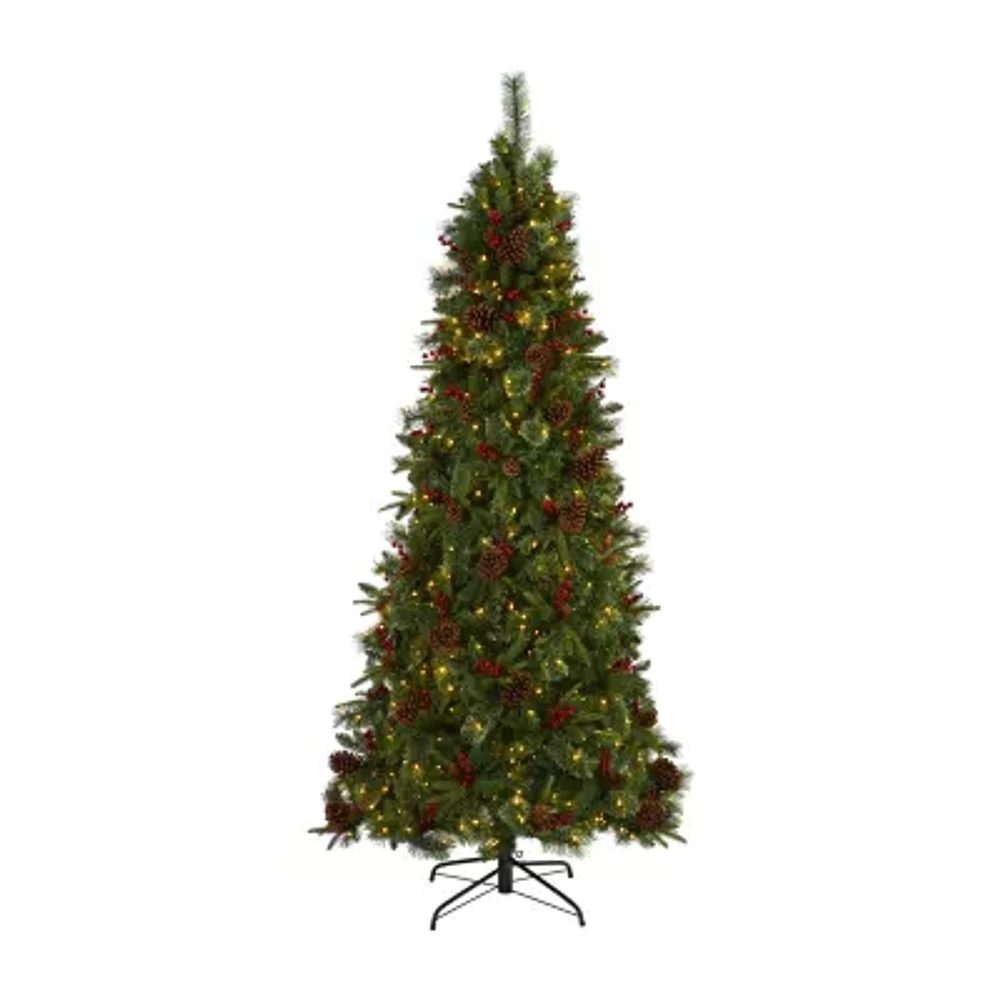 Nearly Natural Norway Mixed Faux 7 1/2 Foot Pre-Lit Pine Christmas Tree