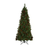 Nearly Natural Norway Mixed Faux 7 1/2 Foot Pre-Lit Pine Christmas Tree