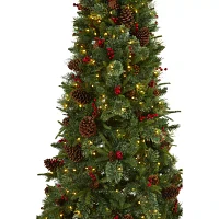 Nearly Natural Norway Mixed Faux 7 1/2 Foot Pre-Lit Pine Christmas Tree