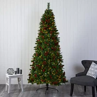 Nearly Natural Norway Mixed Faux 7 1/2 Foot Pre-Lit Pine Christmas Tree