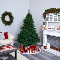 Nearly Natural Prefull Bodied Faux 6 1/2 Foot Pre-Lit Pine Christmas Tree