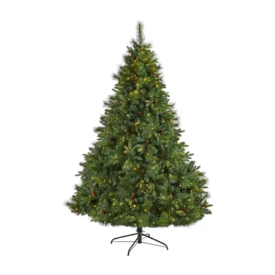 Nearly Natural Full Bodied Mixed Faux 7 Foot Pre-Lit Pine Christmas Tree