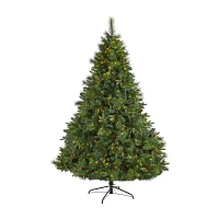 Nearly Natural Full Bodied Mixed Faux 7 Foot Pre-Lit Pine Christmas Tree