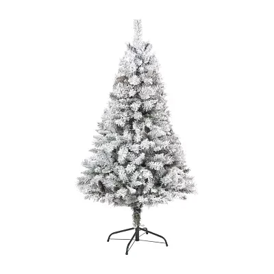 Nearly Natural Flocked White 5 Foot Pine Christmas Tree