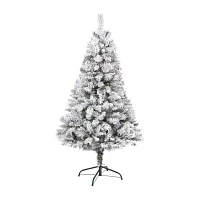 Nearly Natural Flocked White Foot Pine Christmas Tree