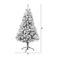 Nearly Natural Flocked White Foot Pine Christmas Tree