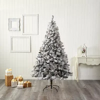 Nearly Natural Flocked White Foot Pine Christmas Tree