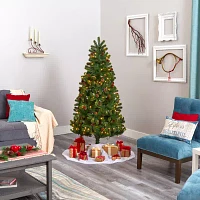 Nearly Natural Rocky Mountain Faux 6 Foot Pre-Lit Spruce Christmas Tree