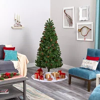 Nearly Natural Rocky Mountain Faux 6 Foot Pre-Lit Spruce Christmas Tree