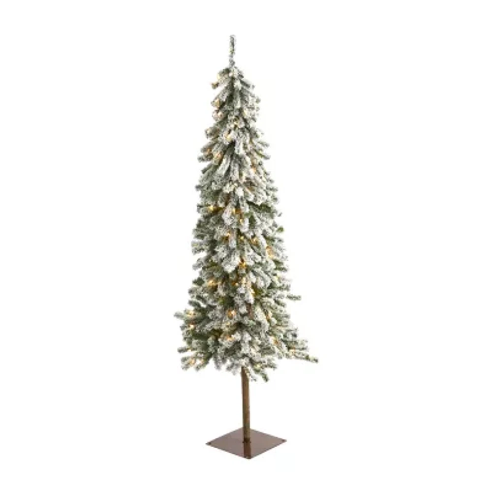 Nearly Natural Flocked 6 Foot Pre-Lit Christmas Tree