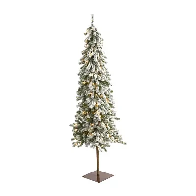 Nearly Natural Flocked 6 Foot Pre-Lit Christmas Tree