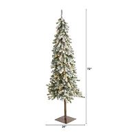 Nearly Natural Flocked 6 Foot Pre-Lit Christmas Tree