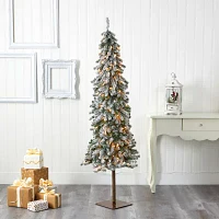 Nearly Natural Flocked 6 Foot Pre-Lit Christmas Tree