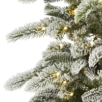 Nearly Natural Flocked 6 1/2 Foot Pre-Lit Christmas Tree