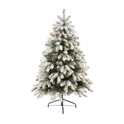 Nearly Natural Flocked Faux Foot Pre-Lit Spruce Christmas Tree