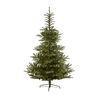 Nearly Natural Layered Faux 7 1/2 Foot Pre-Lit Spruce Christmas Tree