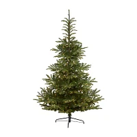 Nearly Natural Layered Faux 7 1/2 Foot Pre-Lit Spruce Christmas Tree