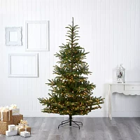 Nearly Natural Layered Faux 7 1/2 Foot Pre-Lit Spruce Christmas Tree