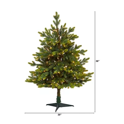 Nearly Natural 3 Foot Pre-Lit Fir Christmas Tree