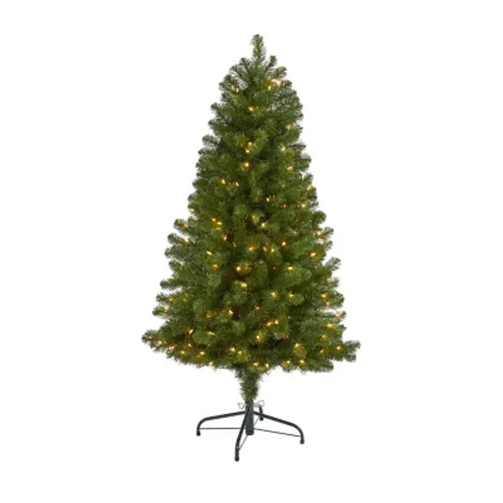 Nearly Natural 5 Foot Pre-Lit Fir Christmas Tree