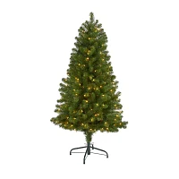 Nearly Natural 5 Foot Pre-Lit Fir Christmas Tree