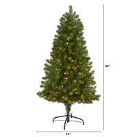 Nearly Natural 5 Foot Pre-Lit Fir Christmas Tree