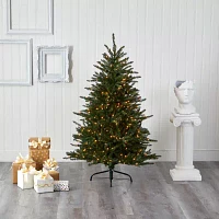 Nearly Natural 5 Foot Pre-Lit Fir Christmas Tree